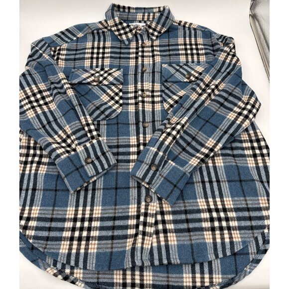 Primark Women's Plaid Flannel Button Up Shacket Shirt Medium Oversized Cabin Cor - Picture 6 of 13